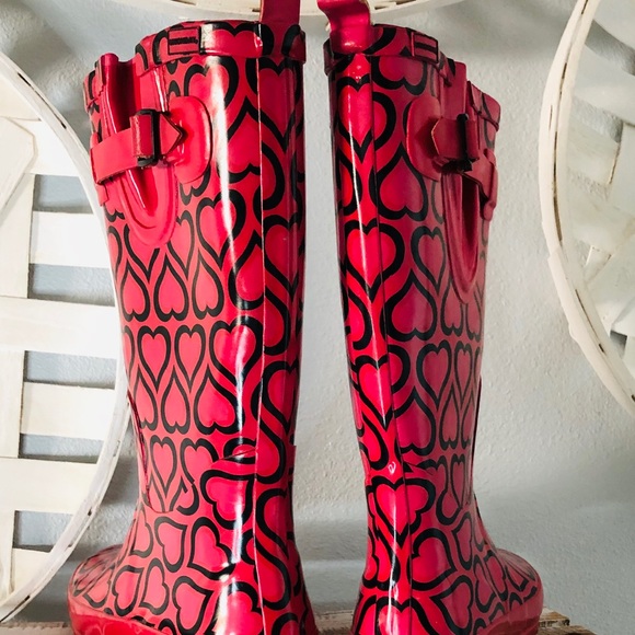 UnionBay Red Rain Boots Sz 8 - Picture 3 of 7